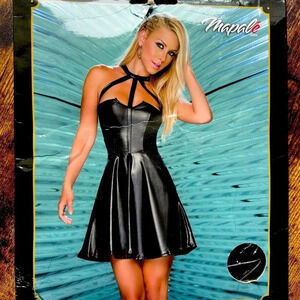 SET: Mapale | pleather lingerie dress + nipple tassels. Size: L.